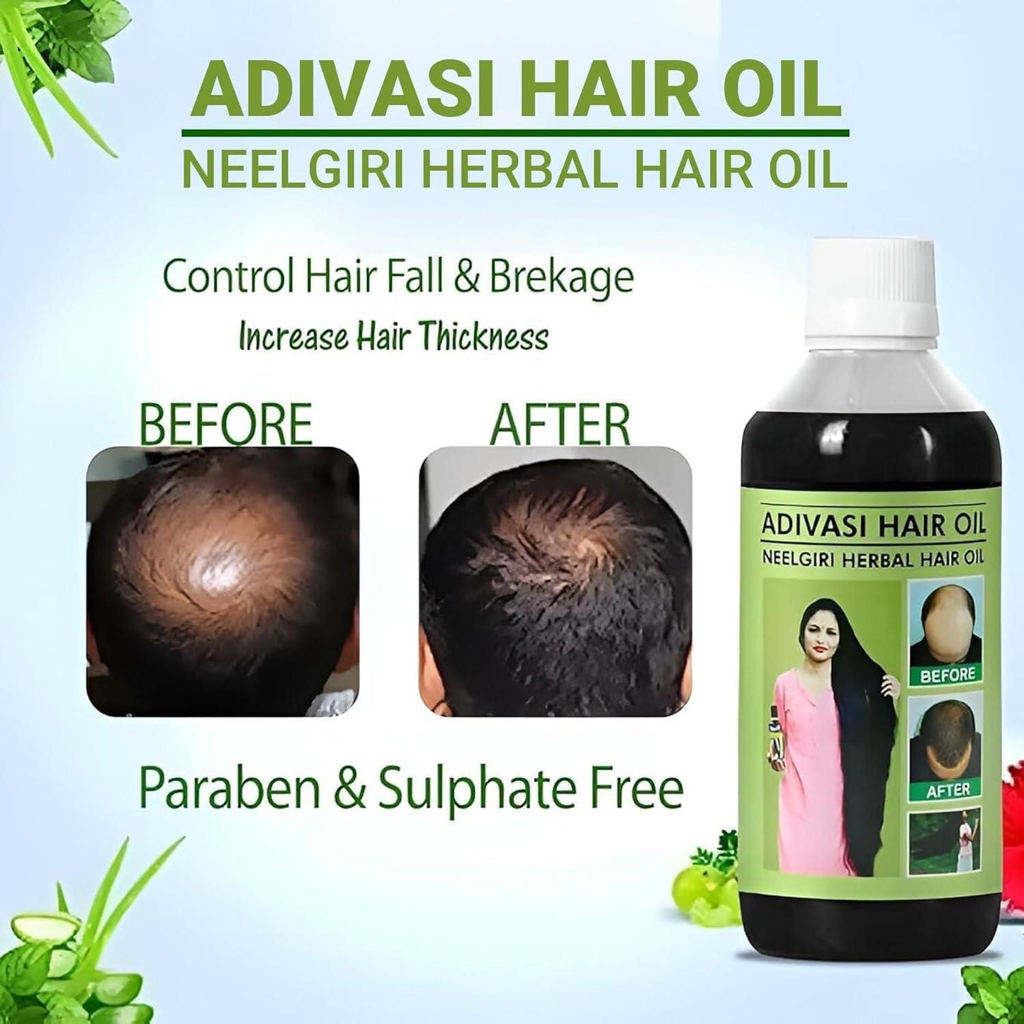 🌿✨ Adivasi Neelgiri Herbal Hair Oil 125ML (Pack of 2)