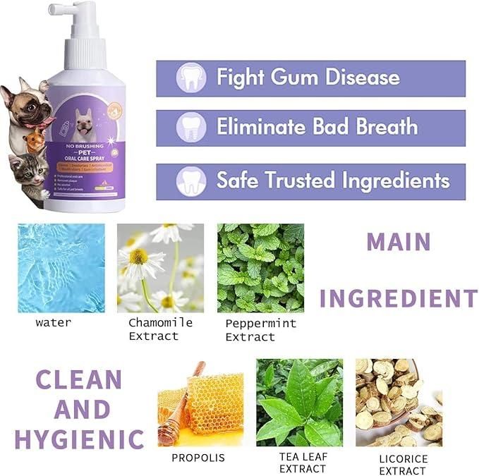 🐶🦷 No Brushing Pet Oral Care Spray – 50ml (Pack of 1)